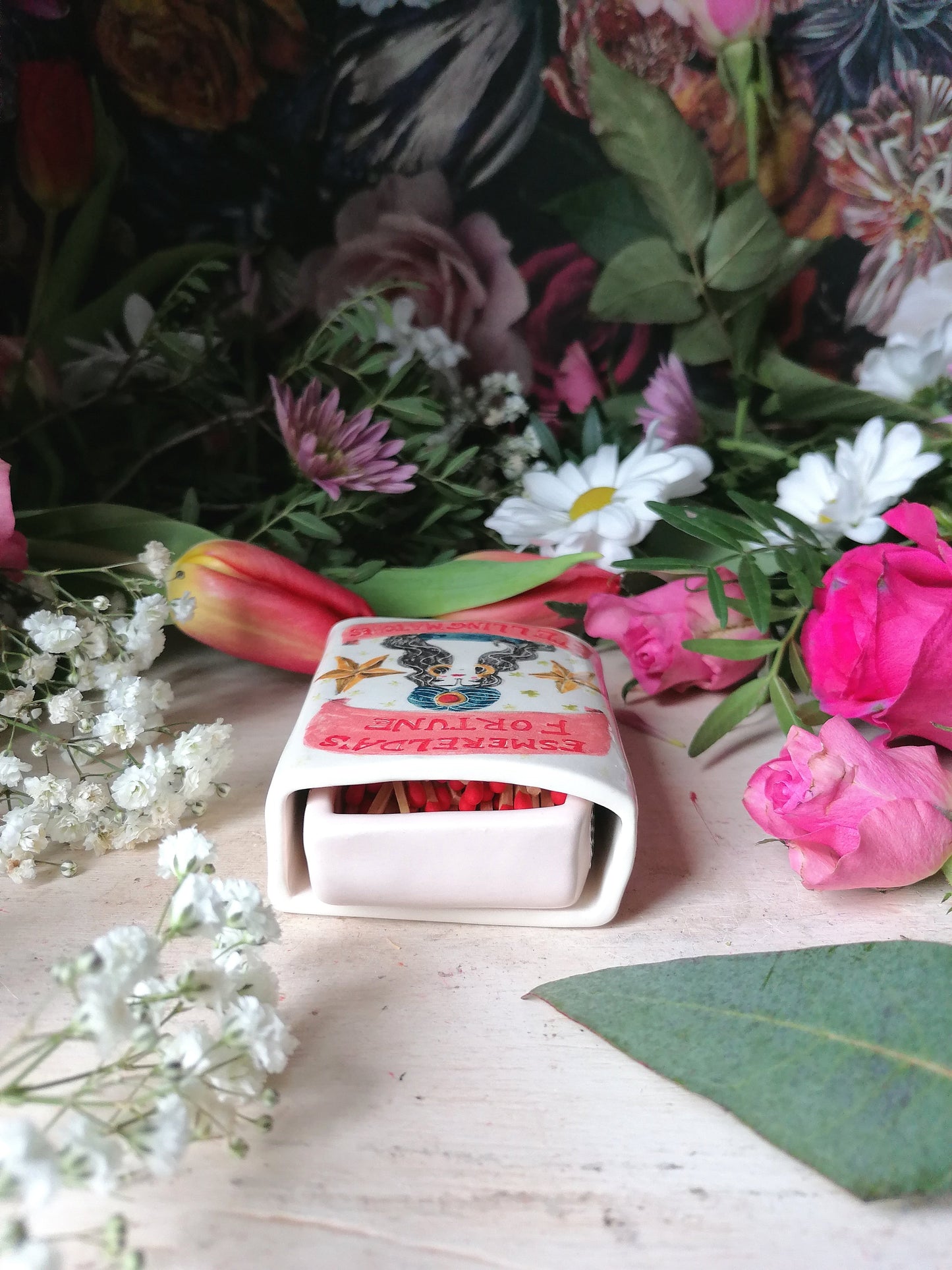 Esmerelda's fortune telling ceramic small matchbox