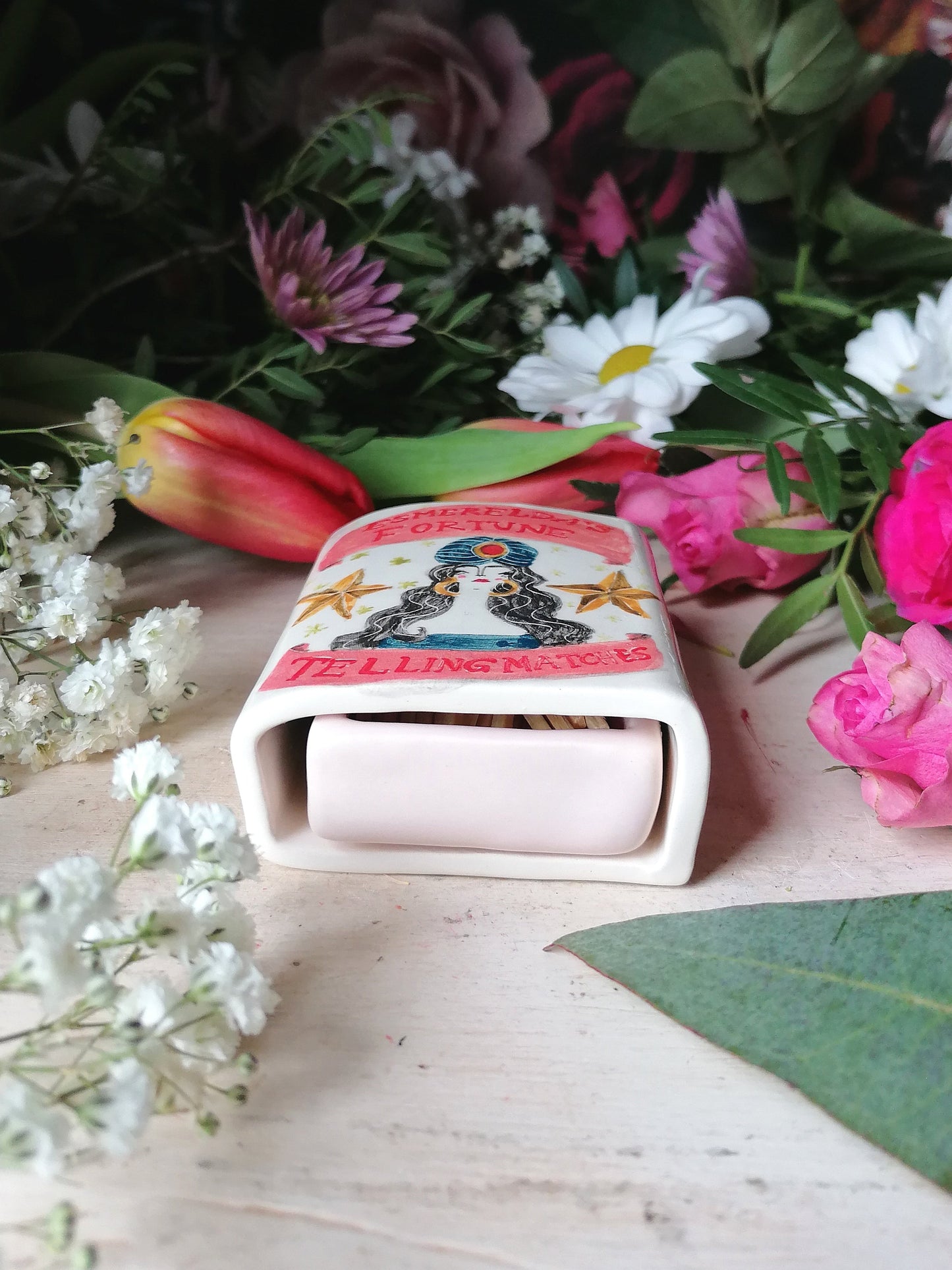 Esmerelda's fortune telling ceramic small matchbox