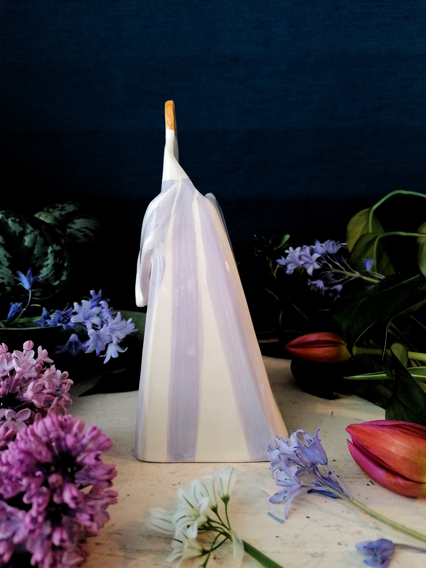 Marigold handmade ceramic Vase stripe