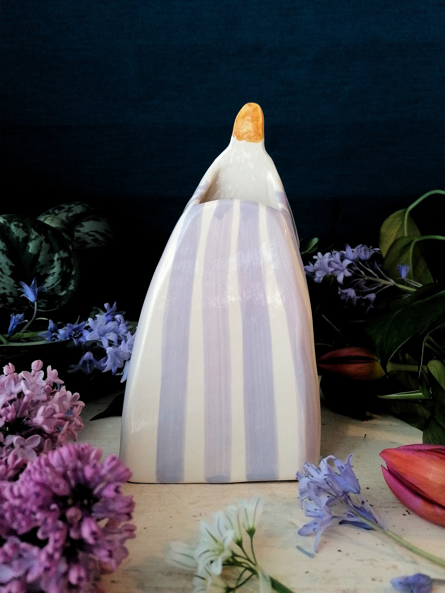 Marigold handmade ceramic Vase stripe