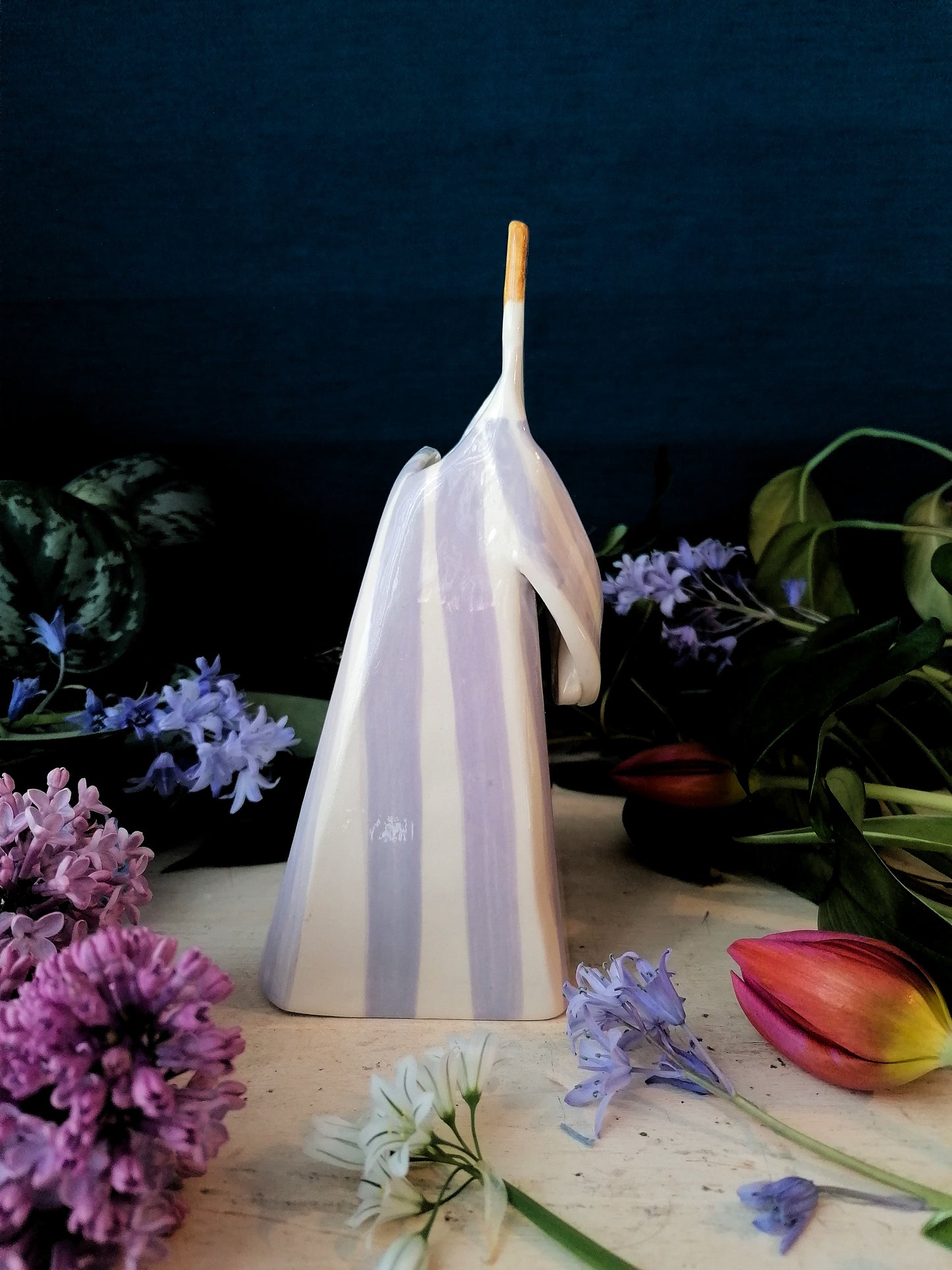 Marigold handmade ceramic Vase stripe