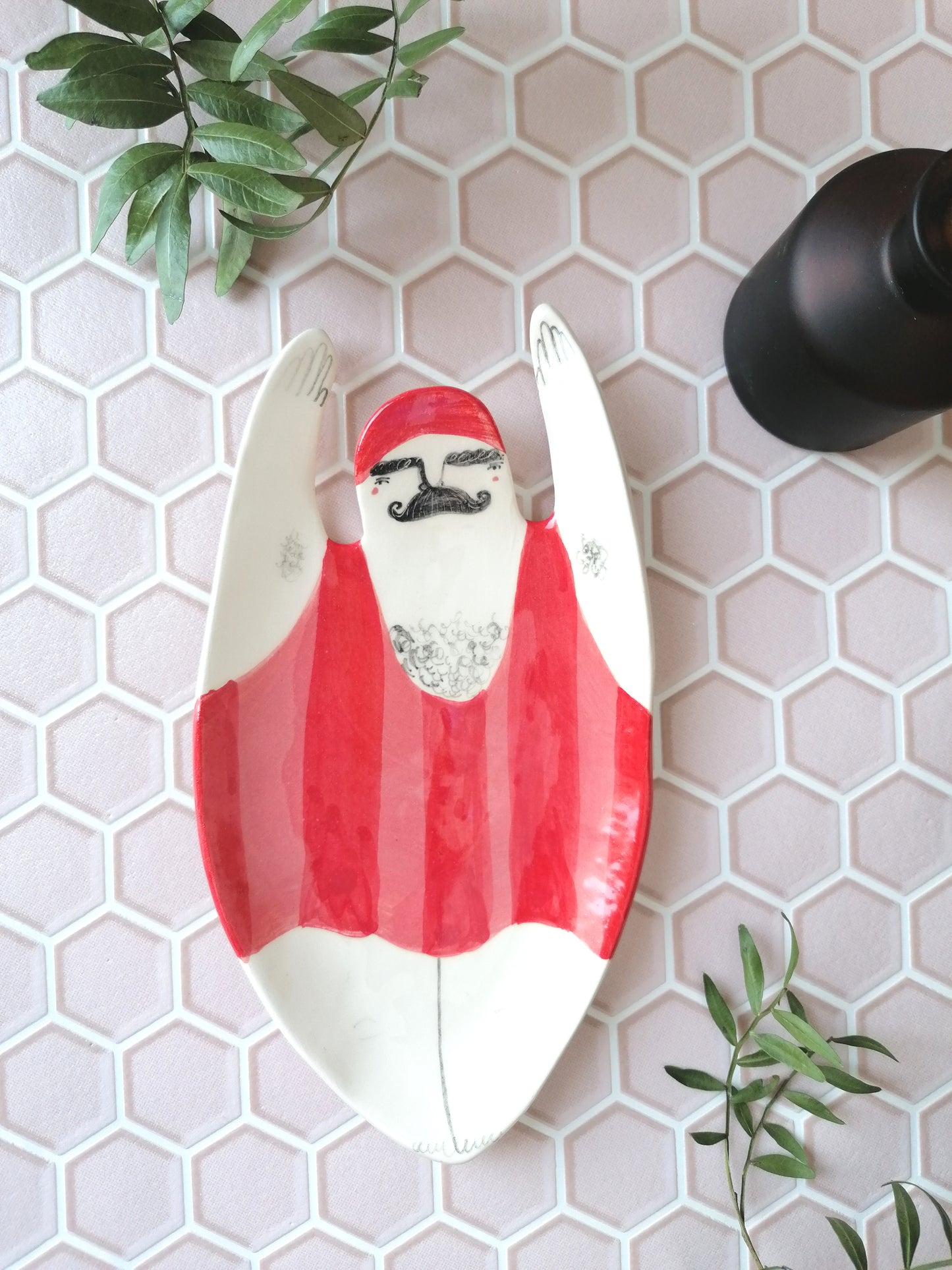 Hector the swimmer handmade ceramic soap dish