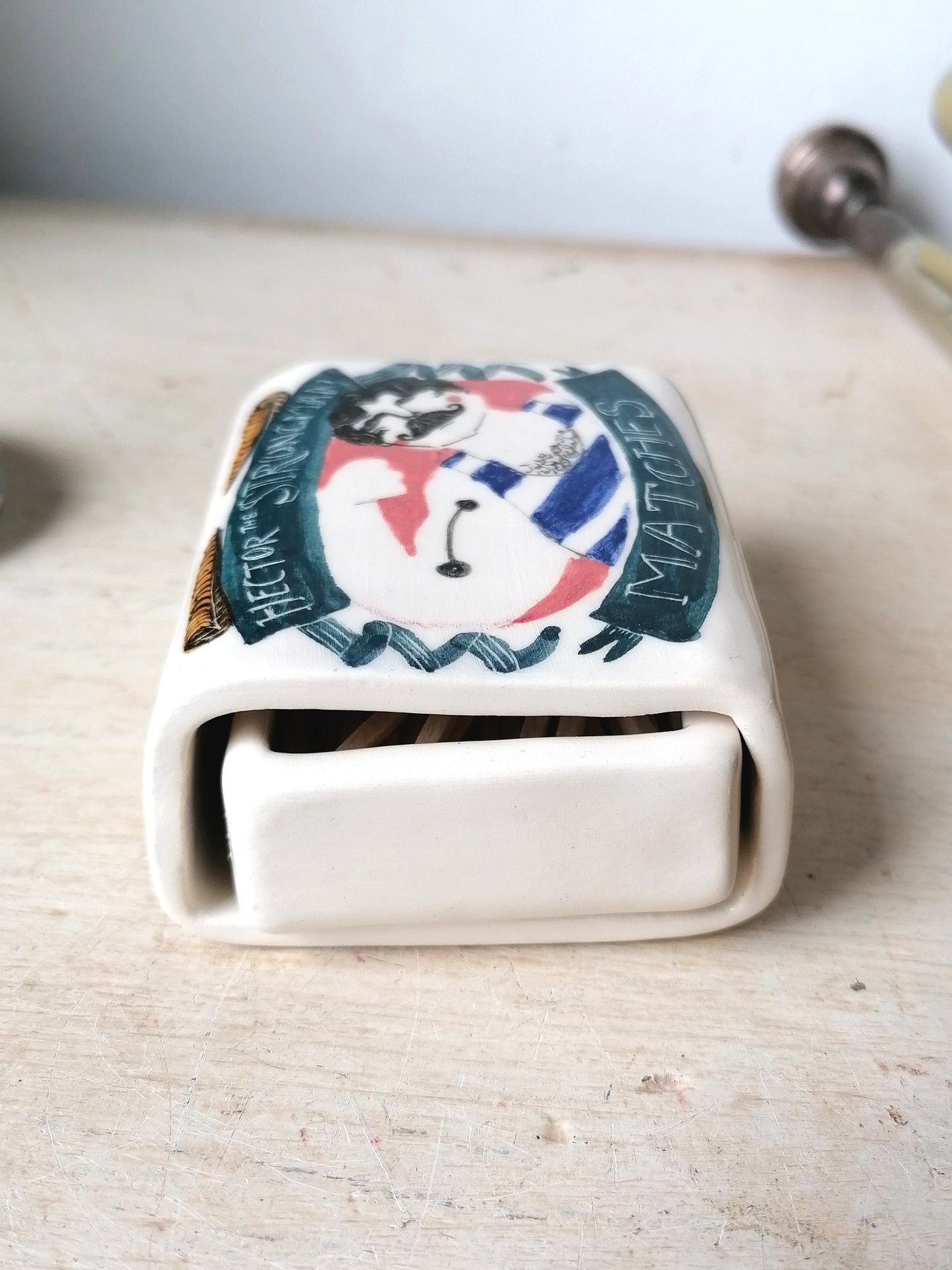 Made to order: Hector the strongman ceramic small matchbox