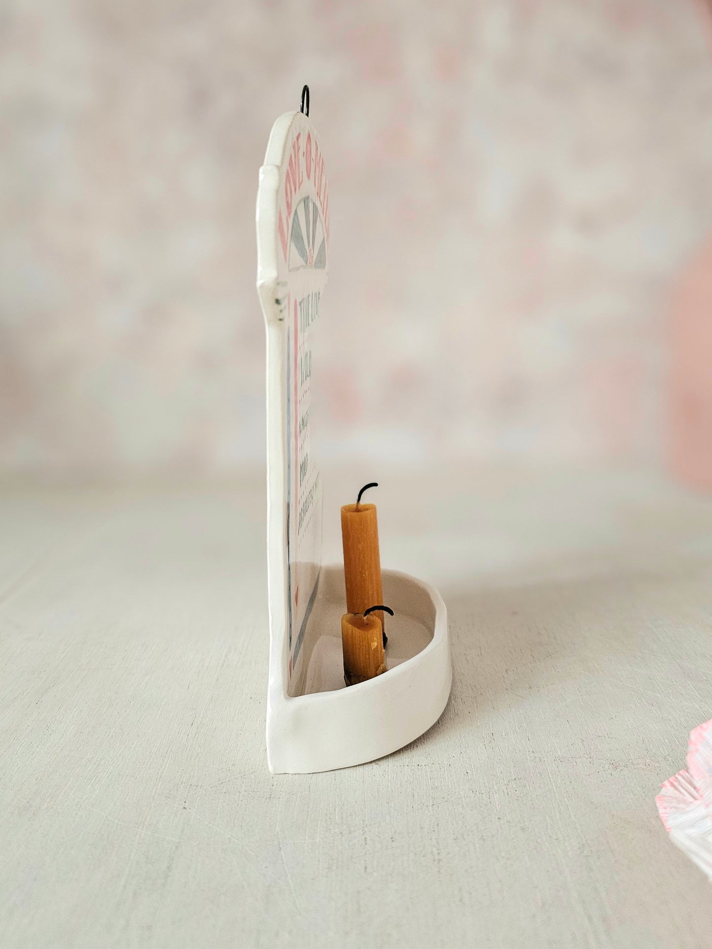 Love-O-Meter wall mount ceramic candle holder