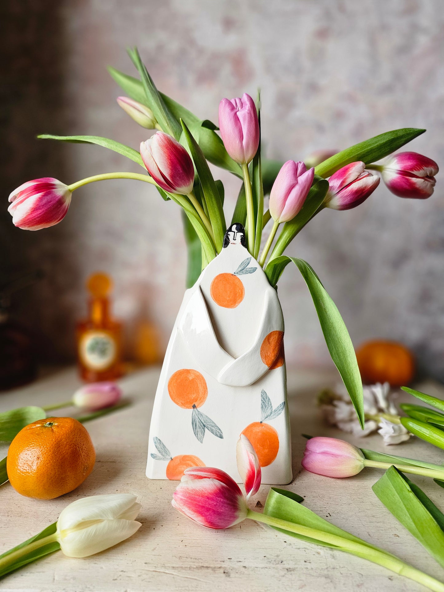 Greta oranges handmade ceramic Vase