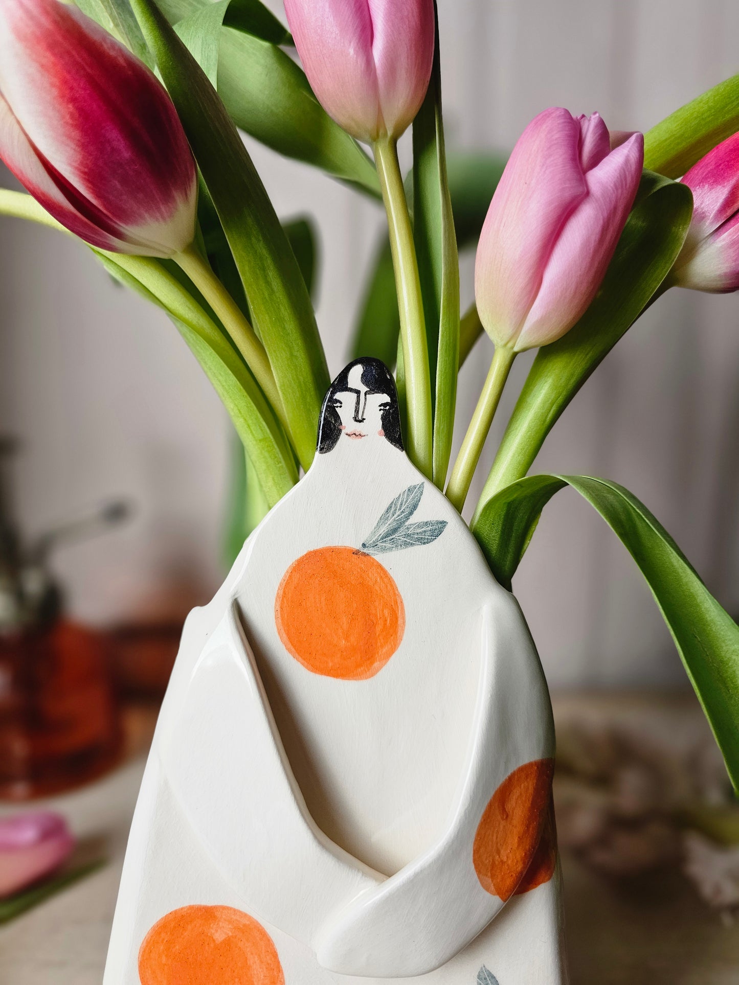 Greta oranges handmade ceramic Vase