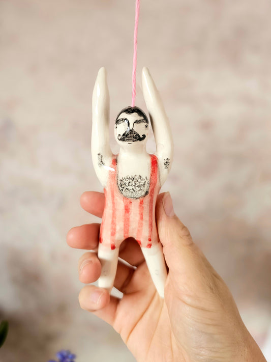 Made to order: Hector the strongman stripes ceramic bathroom light pull