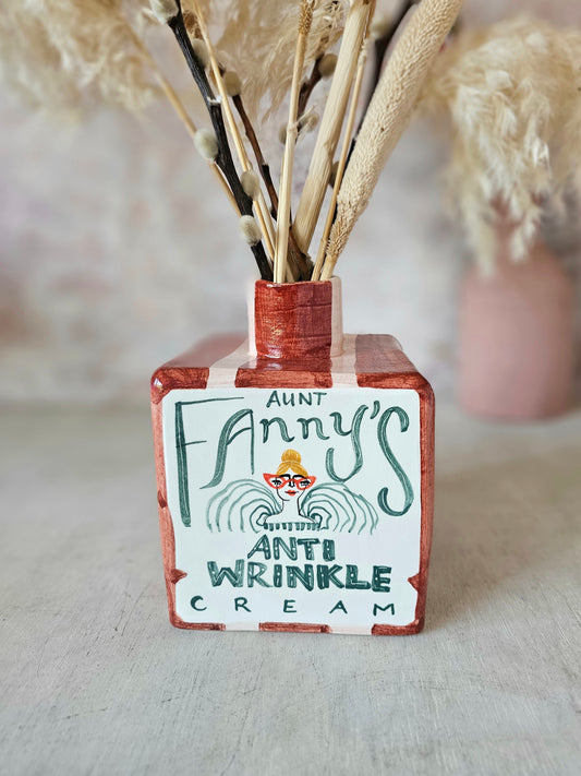 Aunt Fanny's Anti wrinkle cream Bottle large Vase wide stripe