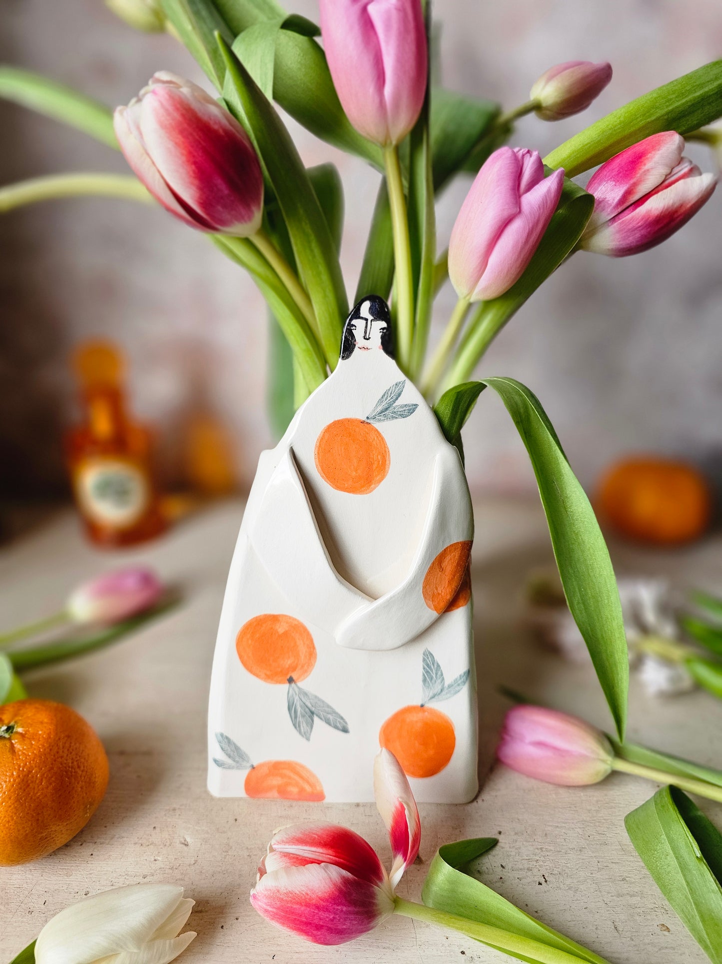 Greta oranges handmade ceramic Vase