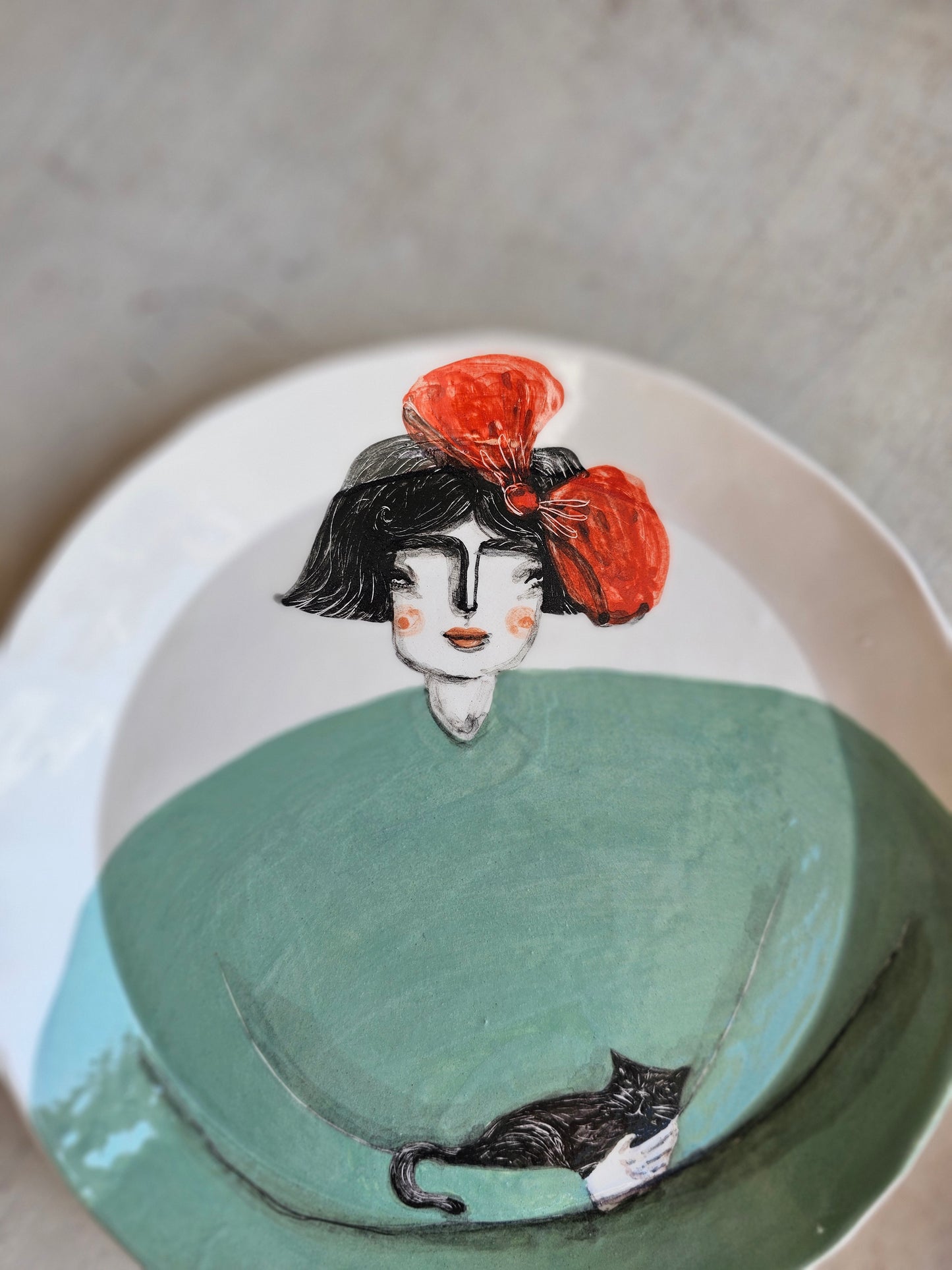 Pre order: winnie the handmade ceramic, decoative plate artists collection