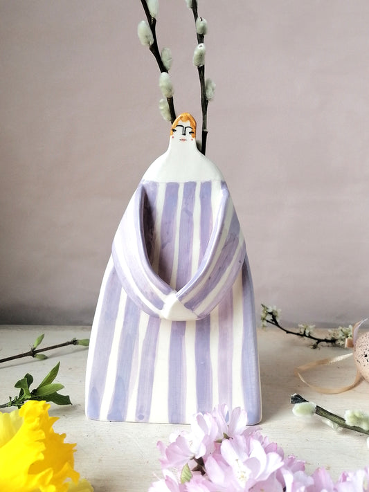 Marigold handmade ceramic Vase stripe